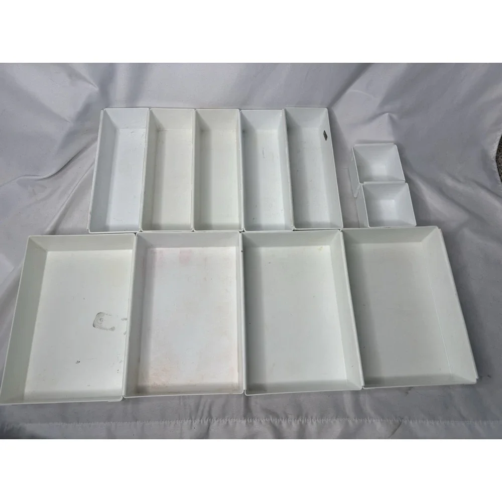 Vtg Rubbermaid Drawer Organizers Lot Of 11 White Interlocking 2910 2915 2916